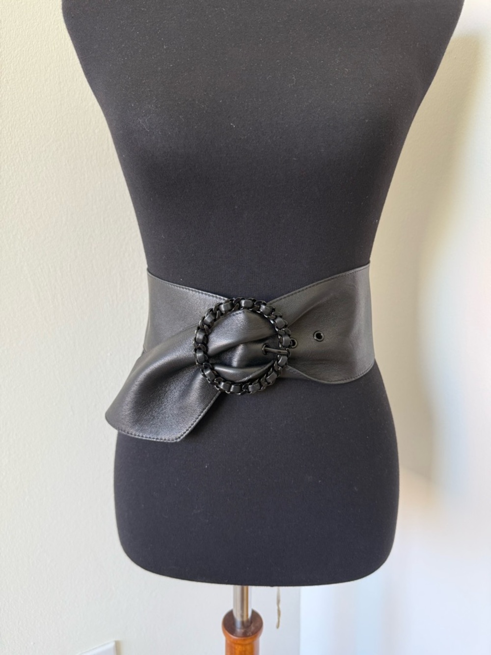SCANLAN THEODORE Super Soft Black Lambskin Leather Belt - S